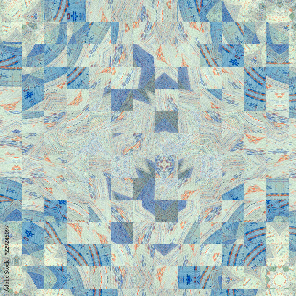blue and white squares mosaic with ripples effect