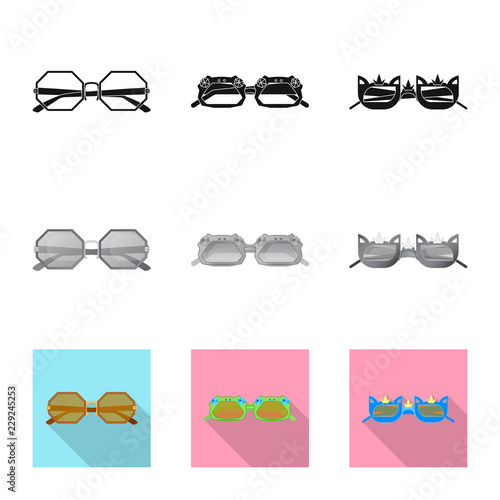 Vector design of glasses and sunglasses logo. Collection of glasses and accessory vector icon for stock.