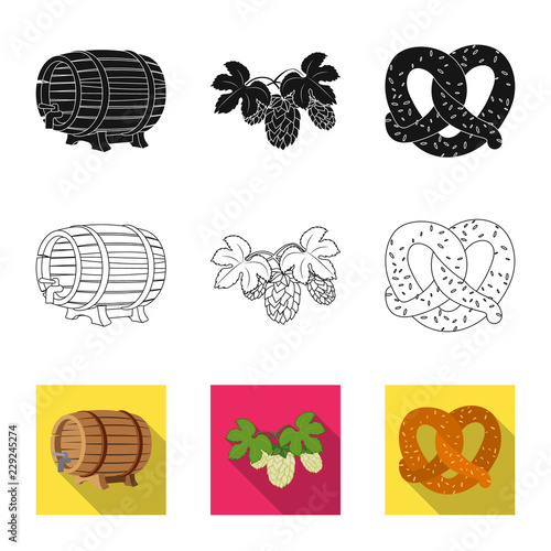 Vector illustration of pub and bar symbol. Set of pub and interior stock symbol for web.