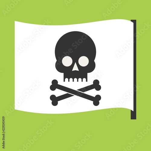 Pirate vector flag. Jolly Roger. Skull and crossbones icon.