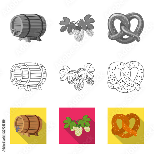 Vector illustration of pub and bar sign. Collection of pub and interior stock vector illustration.