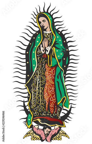 Virgin of Guadalupe, Mexican Virgen de Guadalupe color vector illustration
