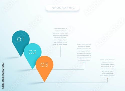 3 Marker Shapes Line Infographic Template Design