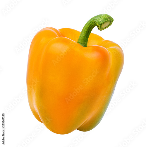 Fresh sweet pepper yellow bell isolated on white background with clipping path