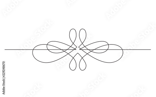 continuous line drawing of symmetrical vignette banner design