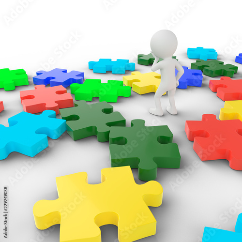 3D person with puzzle pieces