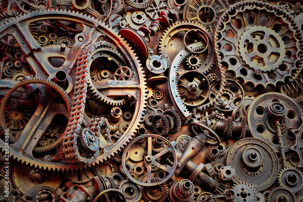 Steampunk texture, backgroung with mechanical parts, gear wheels Steampunk texture, backgroung with mechanical parts, gear wheels