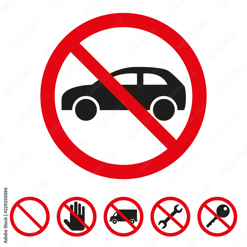 No cars sign on white background. No cars sign on white background.