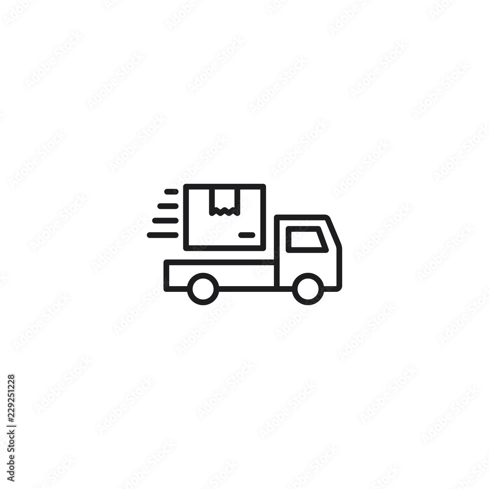 line shipping truck icon on white background