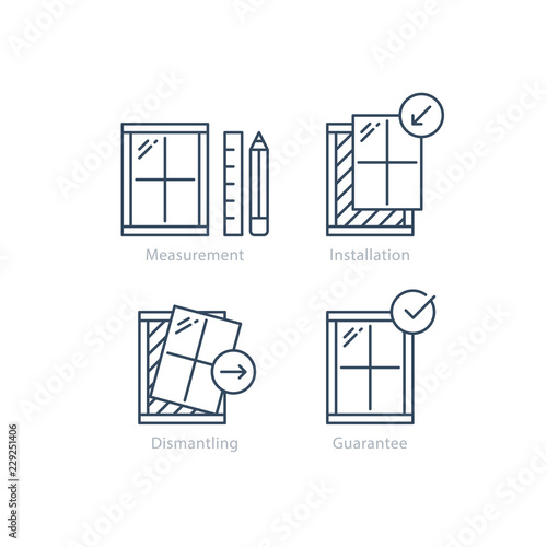 Window replacement order, measurement and dismantling old window icon