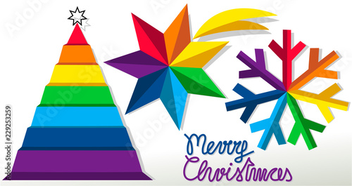 Rainbow merry Christmas abstract symbols