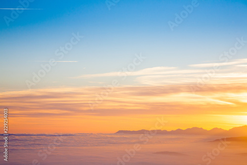 Mountain silhouette at sundown © elleonzebon