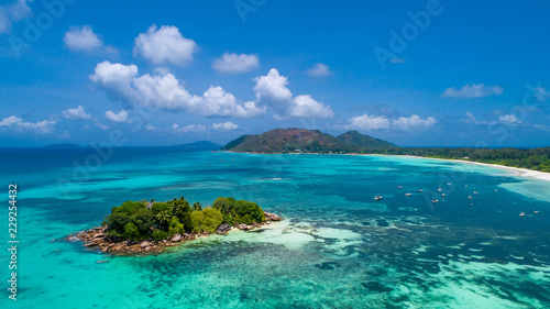 Aerial view of beautiful island at Seychelles. Top view from drone © gawriloff