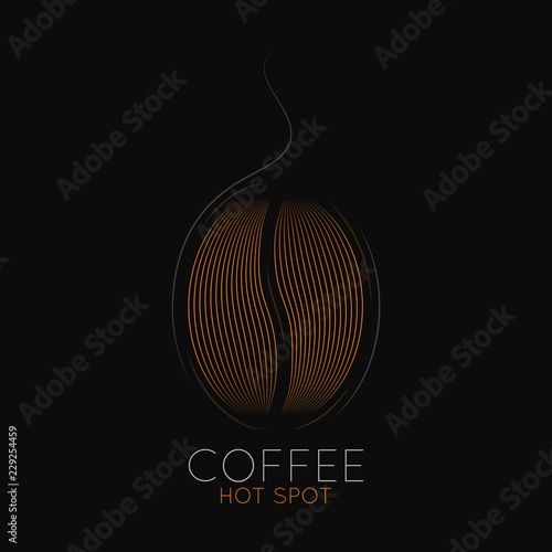 Coffee beans logo. Coffeehouse or cafe label on black background