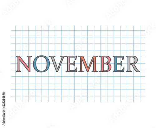 november word on checkered paper texture- vector illustration