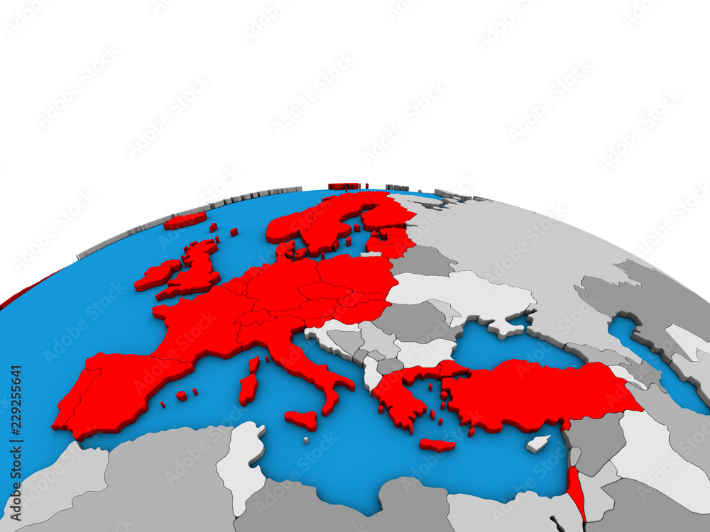 OECD European members on political 3D globe. OECD European members on political 3D globe.