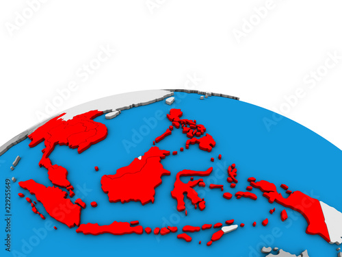 ASEAN memeber states on political 3D globe. photo