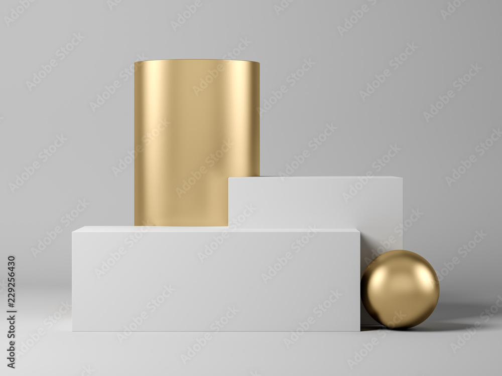 Abstract geometric shape on grey 3d rendering