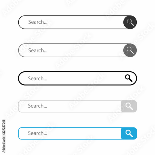 Search Bar. Set of search bar boxes for internet design.