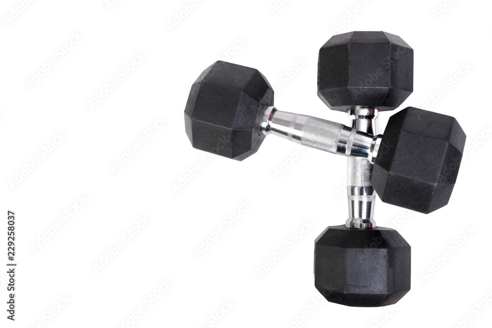 pair of weighted dumbbells for fitness isolated white background pair of weighted dumbbells for fitness isolated white background