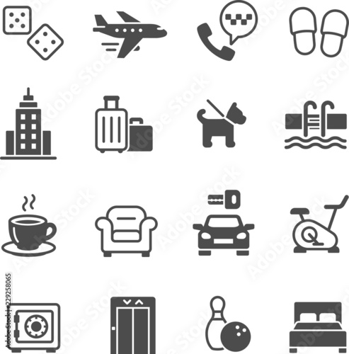 Hotel service icons set
