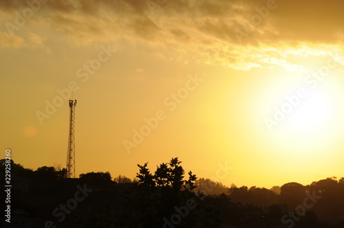 sunset over the city