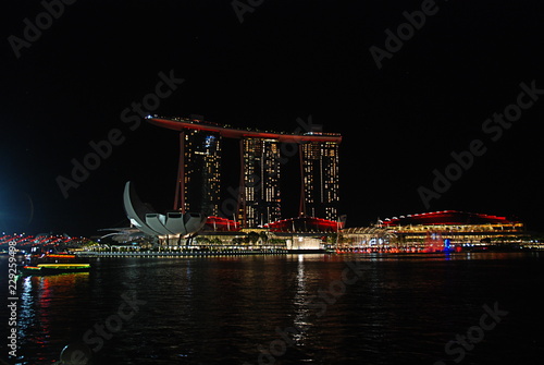 Marina Bay Sands Hotel in Singapore illuminated at night