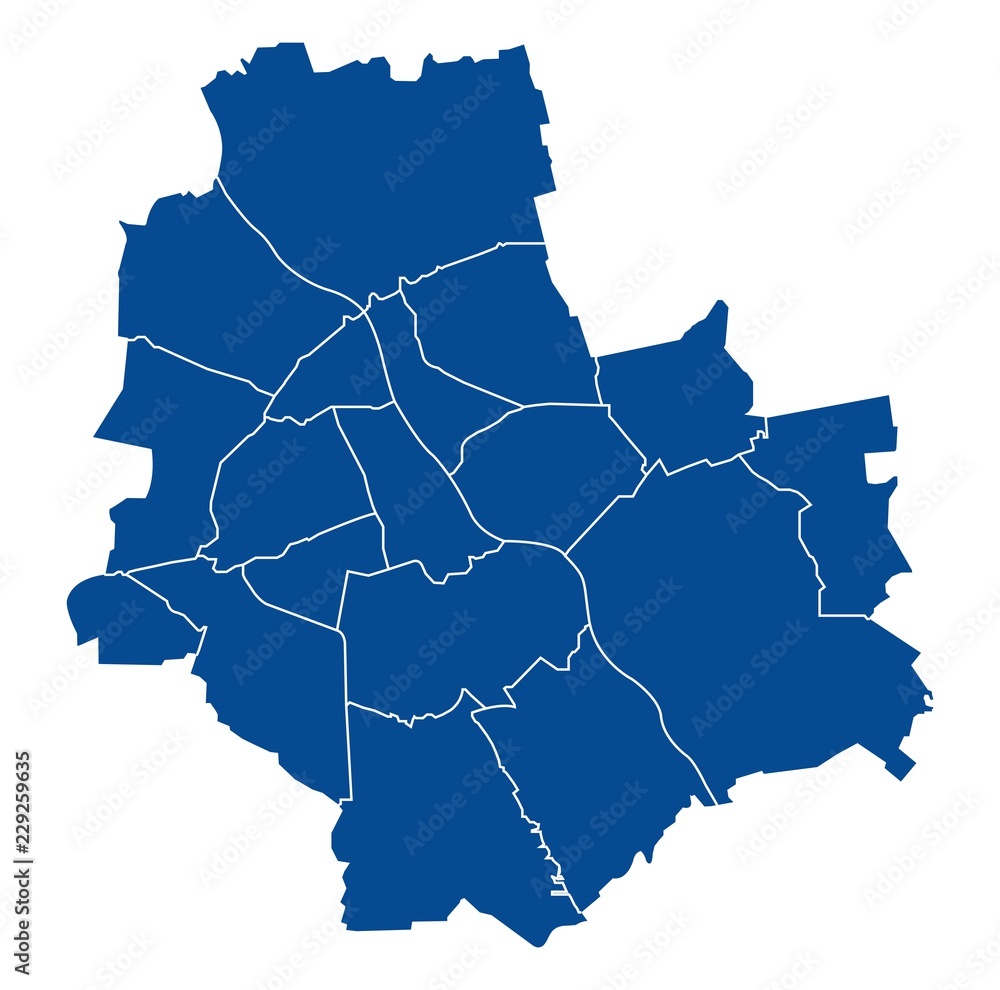 Naklejka premium Mapa Warszawy