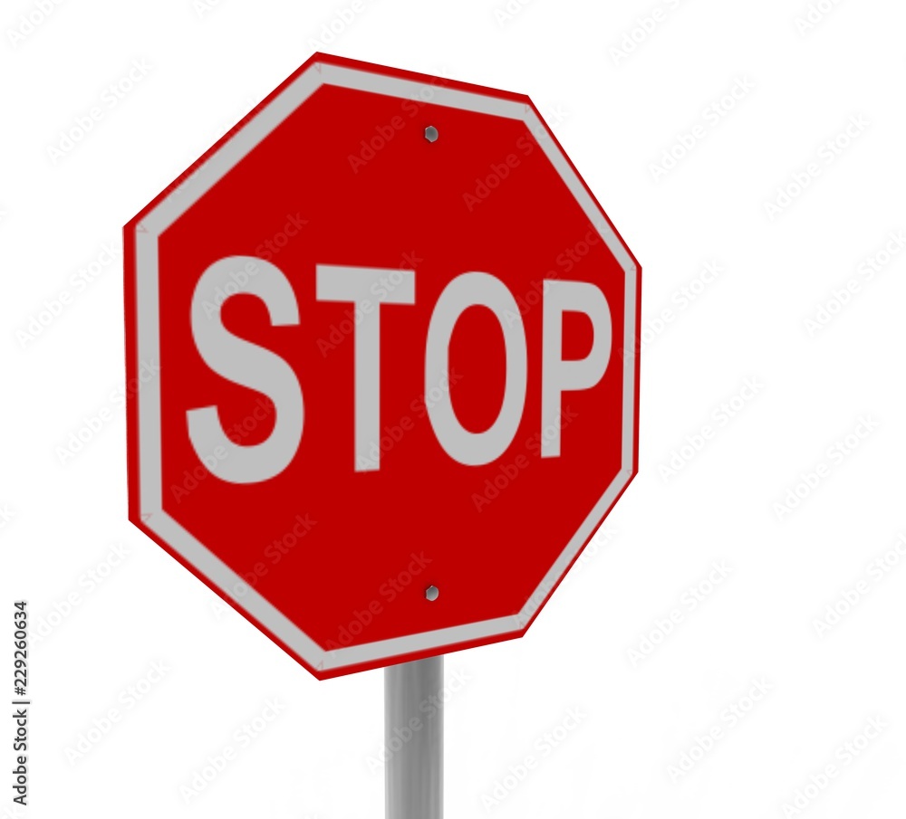 3d render, 3d illustration of a stop sign. 3d render, 3d illustration of a stop sign.
