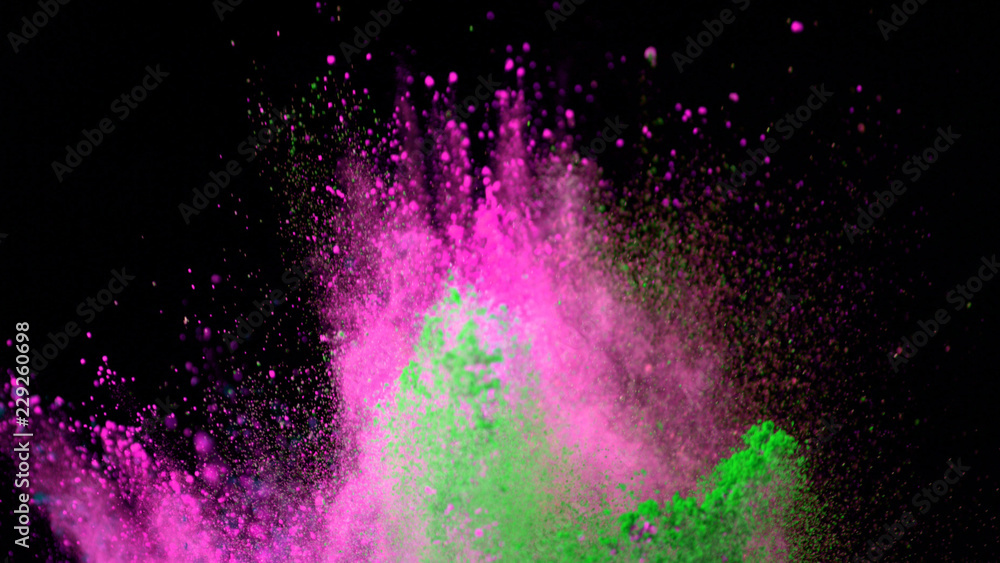 Obraz premium Multi-color powder explosion on black background