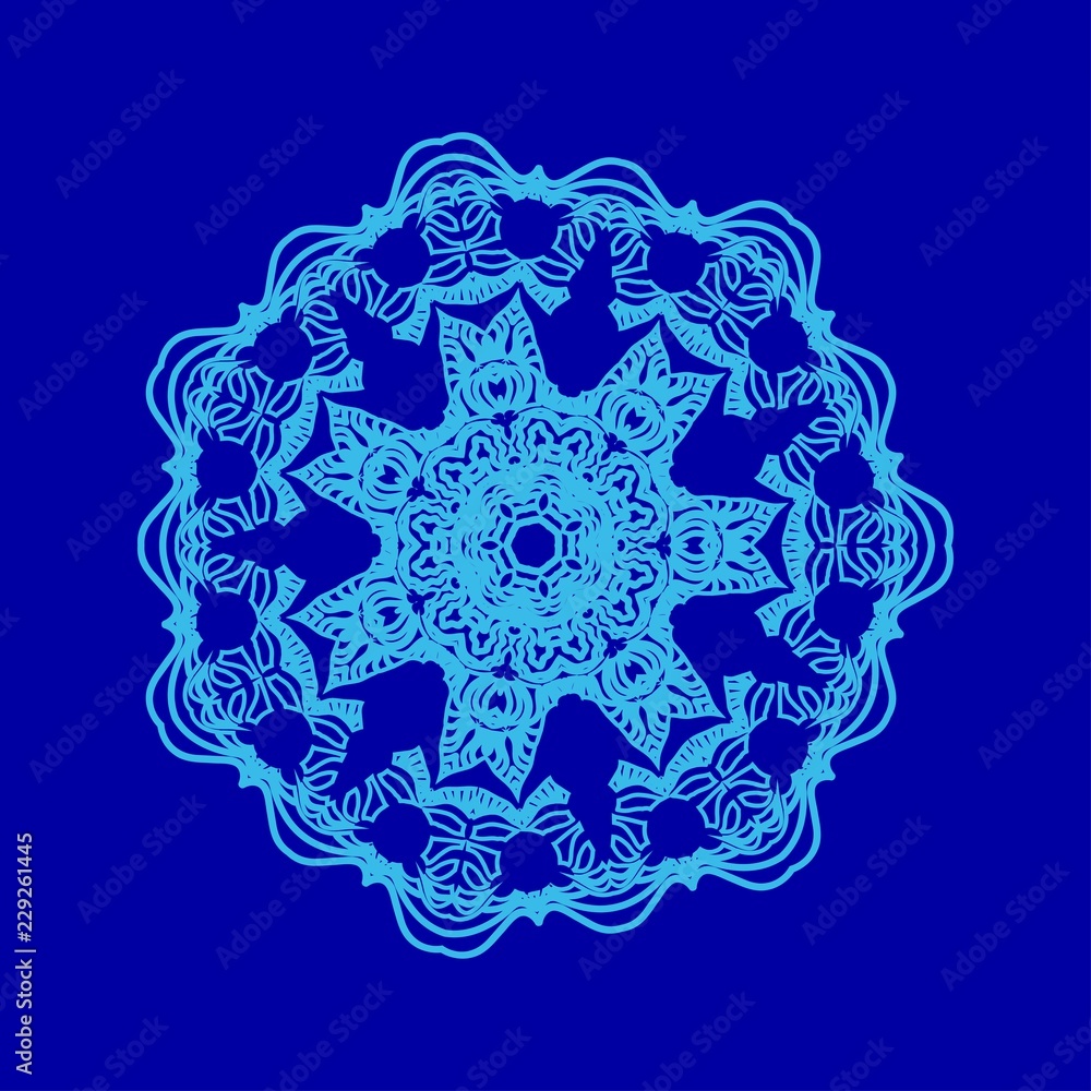 Ornate snowflake azure on navy blue