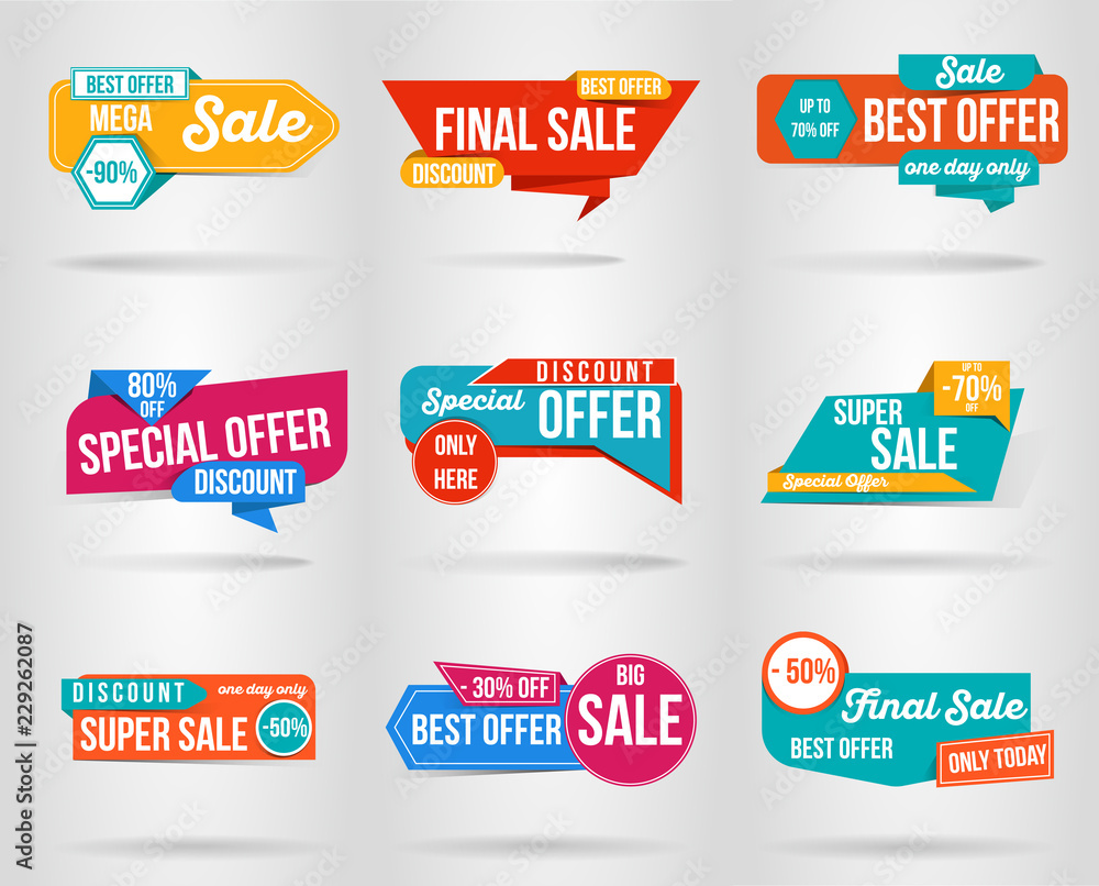 Obraz premium set of Sale banner template design. special offer, end of season , This weekend only. Modern promotion square web poster. vector illustration.