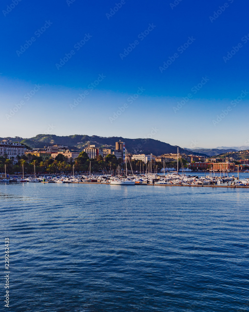 The harbor and the town of La Spezia, Italy