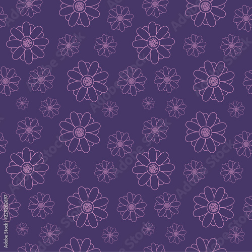 Vector seamless floral pattern – decorative texture wallpaper in purple or violet color. Floristic packaging design with flowers and plants.