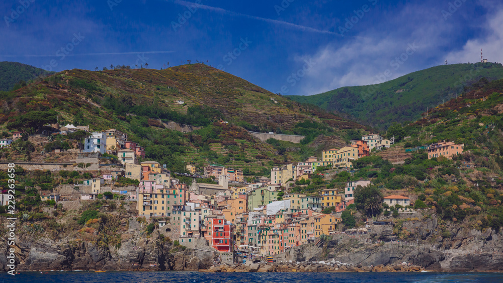 View of the village of Riomaggiore in Cinque Terre, Italy