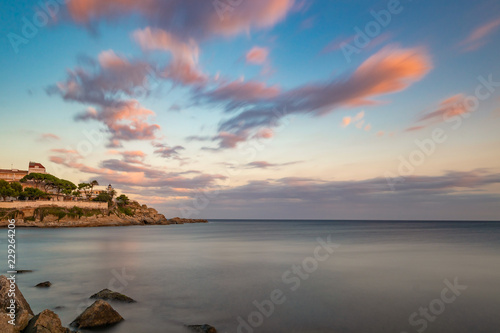 Nice long exposure picture from a Spanish coastal  Costa Brava  near the town Palamos