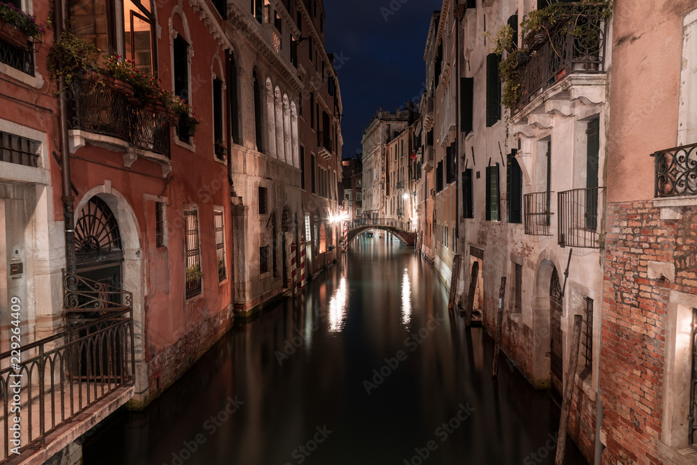 A medieval canal and bridge in Venice