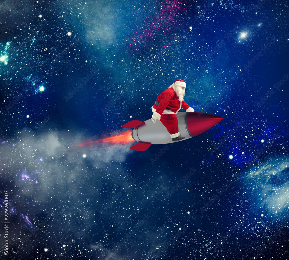 Fast delivery of Christmas gifts with Santa Claus in the space Fast delivery of Christmas gifts with Santa Claus in the space