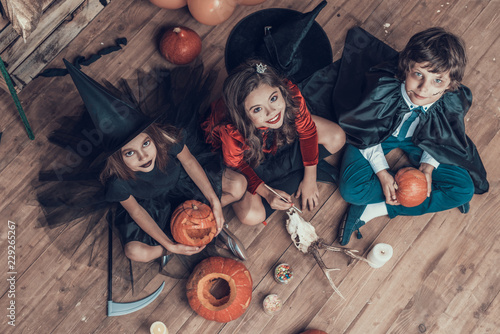 Adorable Little Children in Halloween Costumes