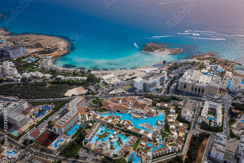 The luxury hotels at Ayia Napa coast - aerial photograph