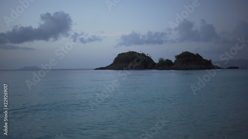 Background Plate of Twilight shot of small island on the Caribbean ocean © rocketclips