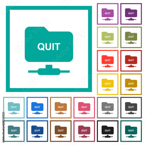 FTP quit flat color icons with quadrant frames