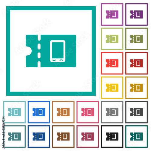 Mobile phone discount coupon flat color icons with quadrant frames