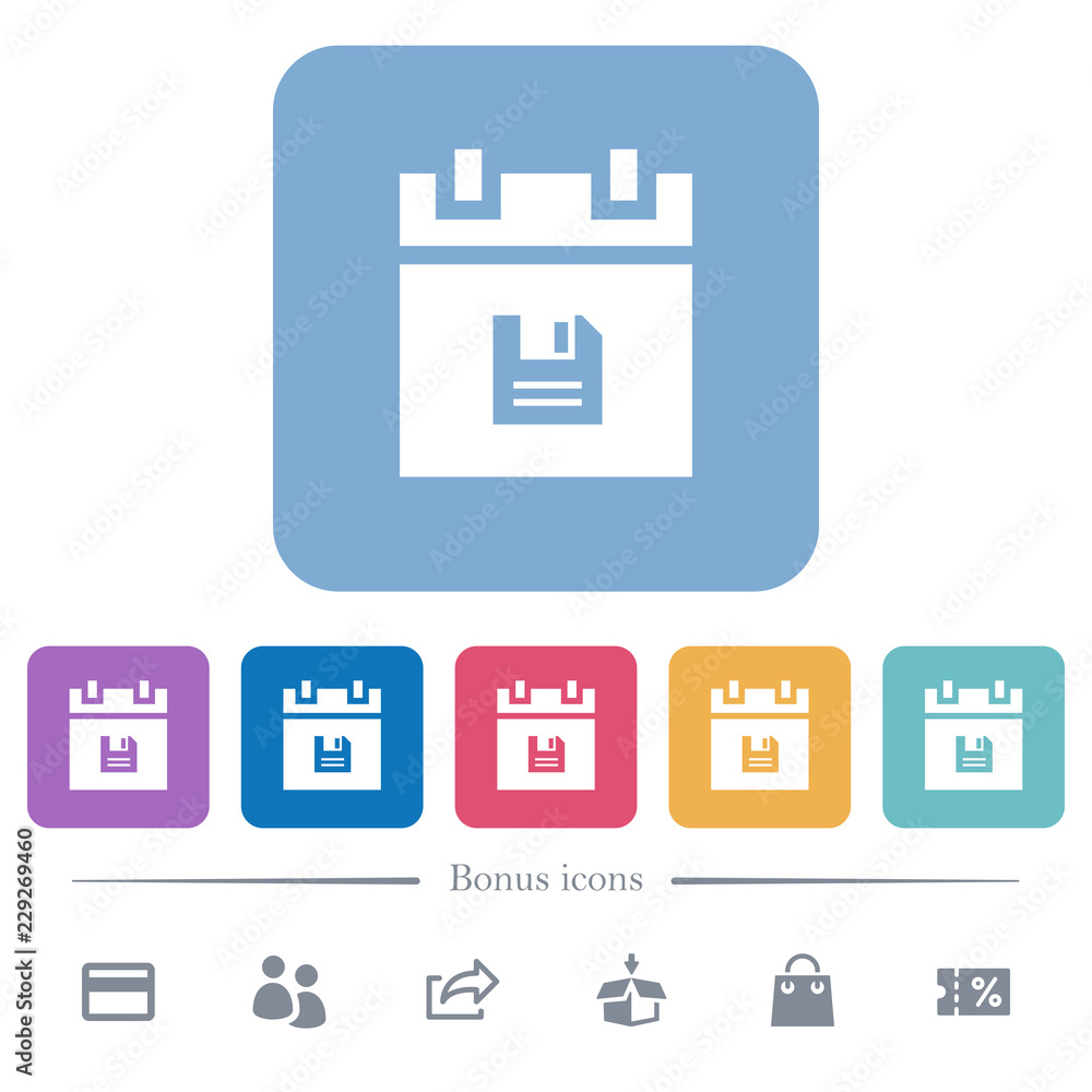 Save schedule data flat white icons in square backgrounds Save schedule data flat white icons in square backgrounds