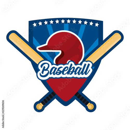 shield sticker with baseball sport equipment