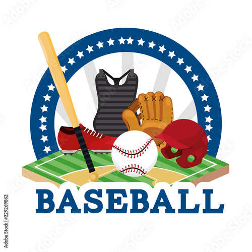 sticker baseball sport game with equipment