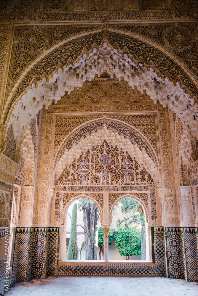 Premium Photo | Moresque ornaments from alhambra islamic royal palace,  granada, spain. 16th century.