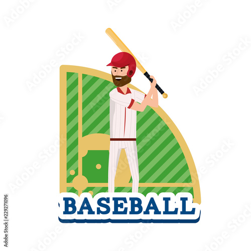baseball player with equipment and professional field
