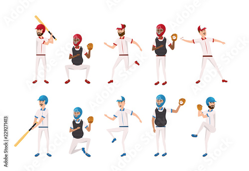 set professional baseball players teamwork competition