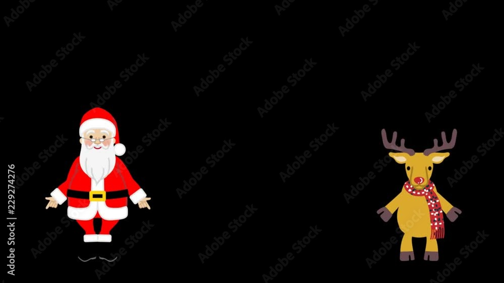 Dancing Santa and Reindeer animation - Alpha channel Dancing Santa and Reindeer animation - Alpha channel